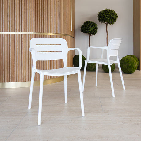 FAUTEUIL DE TABLE EN POLYPROPYLENE BLANC SUNSET – Les chaises – HygiRéa