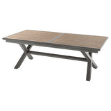 Table extensible Axiome 10 places aluminium imprimé effet bois honey praline