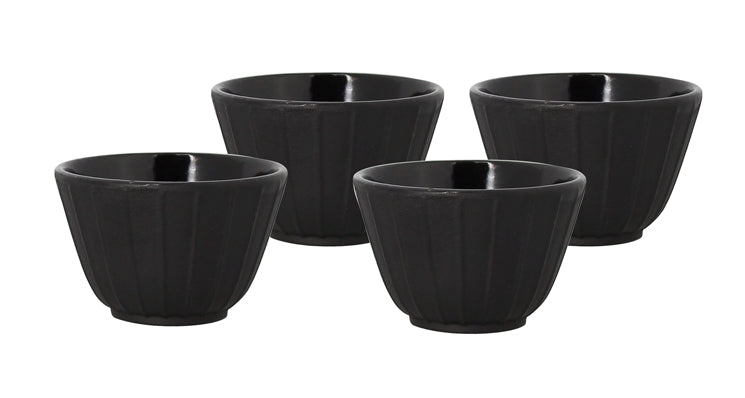 SET DE 4 TASSES A THÉ 12CL EN FONTE NOIRE MAT INTÉRIEUR VERNI – Café et thé – HygiRéa