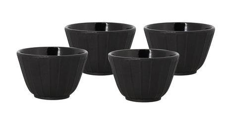 SET DE 4 TASSES A THÉ 12CL EN FONTE NOIRE MAT INTÉRIEUR VERNI – Café et thé – HygiRéa