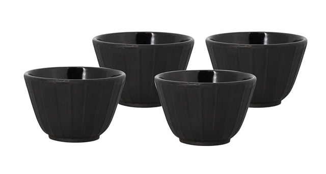 SET DE 4 TASSES A THÉ 12CL EN FONTE NOIRE MAT INTÉRIEUR VERNI – Café et thé – HygiRéa