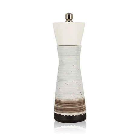 MOULIN À POIVRE 18.5CM EN CÉRAMIQUE ET BOIS DE HÊTRE BLANC – Moulin et condiment – HygiRéa