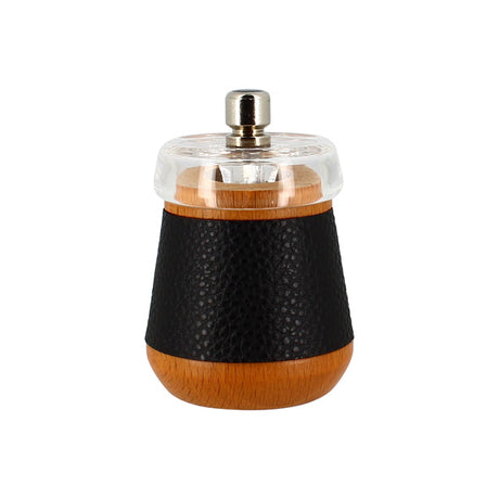 MOULIN À POIVRE 8.5CM EN BOIS DE HÊTRE EFFET CUIR NOIR – Moulin et condiment – HygiRéa