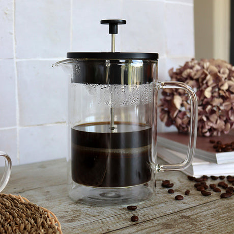 CAFETIÈRE À PISTON HELYA 800ML EN VERRE DOUBLE PAROI – Café et thé – HygiRéa