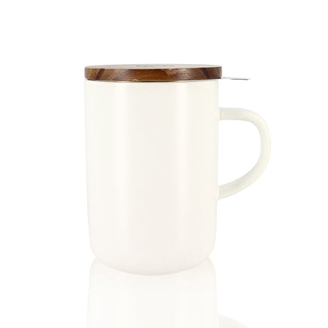 TISANIÈRE JULIET BLANC EN GRÈS ET COUVERCLE EN ACACIA DE 475 ML OGO – Café et thé – HygiRéa