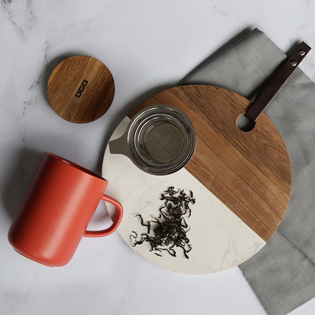 TISANIÈRE JULIET PAPRIKA EN GRÈS ET COUVERCLE EN ACACIA DE 475 ML OGO – Café et thé – HygiRéa