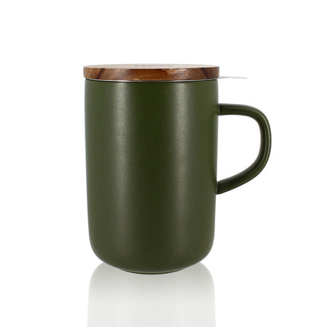 TISANIÈRE JULIET KAKI EN GRÈS ET COUVERCLE EN ACACIA DE 475 ML OGO – Café et thé – HygiRéa