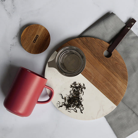 TISANIÈRE JULIET BORDEAU X EN GRÈS ET COUVERCLE EN ACACIA DE 475ML OGO – Café et thé – HygiRéa