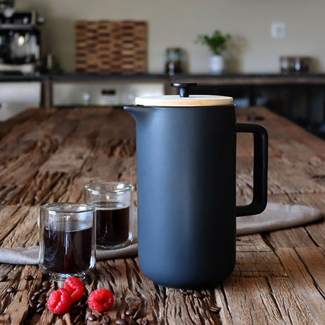 CAFETIERE PISTON KEYGO 1300ML EN PORCELAINE NOIR MAT – Café et thé – HygiRéa