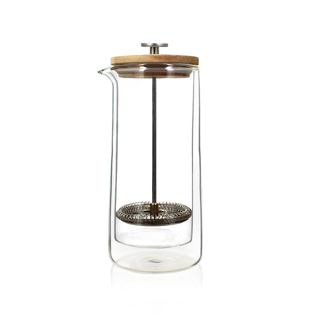 CAFETIÈRE PISTON OCTAVE 800ML EN VERRE DOUBLE PAROI COUVERCLE BOIS – Café et thé – HygiRéa
