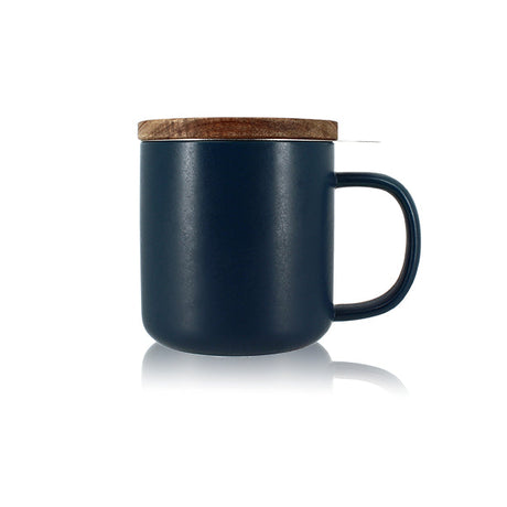 TISANIÈRE JULIET 300ML EN GRÈS BLEU AVEC COUVERCLE BOIS D'ACACIA – Café et thé – HygiRéa