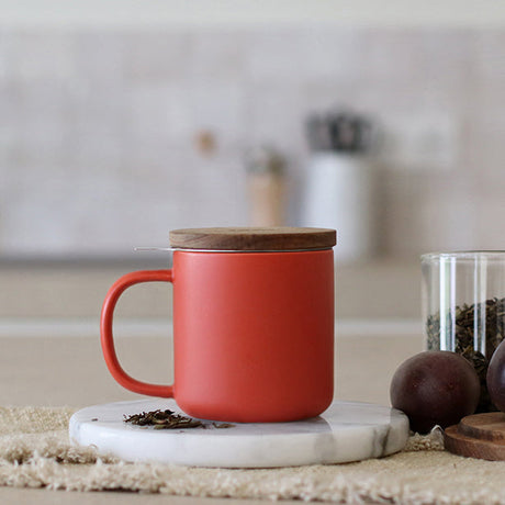 TISANIÈRE JULIET 300ML EN GRÈS PAPRIKA AVEC COUVERCLE BOIS D'ACACIA – Café et thé – HygiRéa