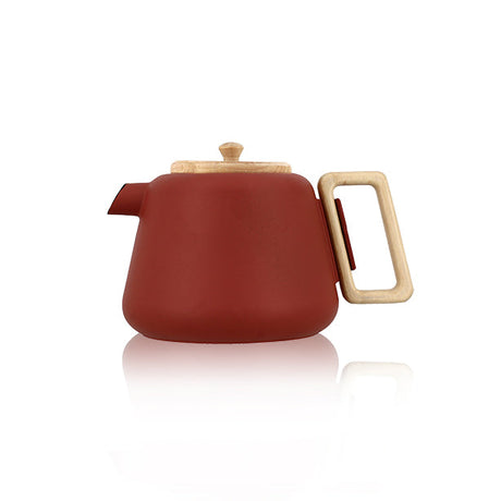THÉIÈRE VIGGO 1000ML EN FONTE PAPRIKA AVEC POIGNÉE COUVERCLE BOIS – Café et thé – HygiRéa