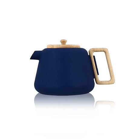 THÉIÈRE VIGGO 1000ML EN FONTE BLEU AVEC POIGNÉE COUVERCLE BOIS – Café et thé – HygiRéa
