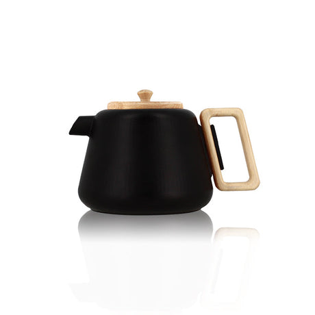 THÉIÈRE VIGGO 1000ML EN FONTE NOIR AVEC POIGNÉE COUVERCLE BOIS – Café et thé – HygiRéa