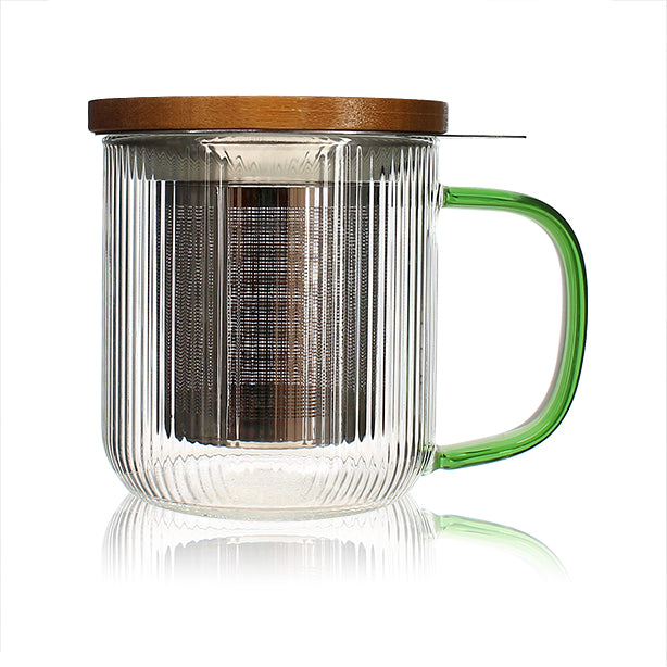 TISANIÈRE KARL 300ML EN VERRE BOROSILICATE ANSE JADE – Café et thé – HygiRéa