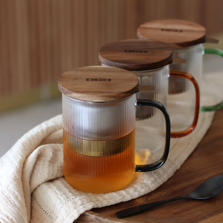 TISANIÈRE KARL 450ML EN VERRE BOROSILICATE ANSE JADE – Café et thé – HygiRéa