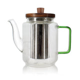 THÉIÈRE KARL 550ML EN VERRE BOROSILICATE ANSE JADE – Café et thé – HygiRéa