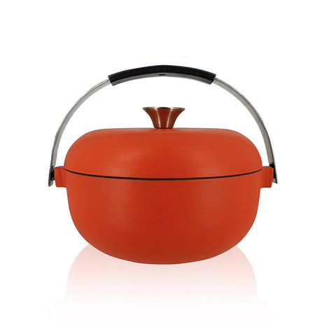 COCOTTE OLAF 24CM EN FONTE PAPRIKA AVEC ANSE EN ACIER INOXYDABLE – Faitout, traiteur et marmite – HygiRéa
