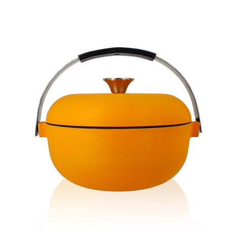 COCOTTE OLAF 24CM EN FONTE JAUNE AVEC ANSE EN ACIER INOXYDABLE – Faitout, traiteur et marmite – HygiRéa