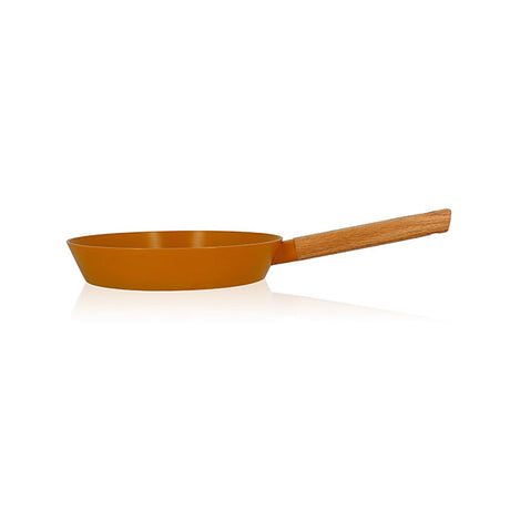 POÊLE ECTOR 24CM EN ALU REVÊTEMENT CÉRAMIQUE JAUNE AVEC MANCHE BOIS – Poêle, poêlon et sauteuse – HygiRéa