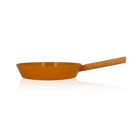 POÊLE ECTOR 28CM EN ALU REVÊTEMENT CÉRAMIQUE JAUNE AVEC MANCHE BOIS – Poêle, poêlon et sauteuse – HygiRéa
