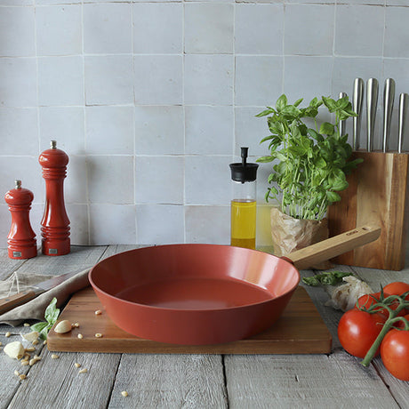 POÊLE ECTOR 28CM EN ALUMINIUM PAPRIKA AVEC MANCHE EN BOIS – Poêle, poêlon et sauteuse – HygiRéa