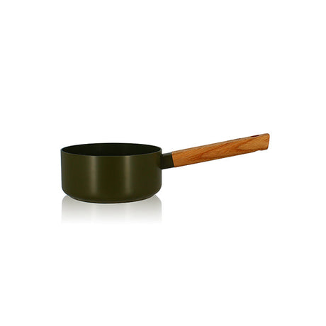 CASSEROLE ECTOR 16CM EN ALUMINIUM KAKI AVEC MANCHE EN BOIS – Casserole – HygiRéa