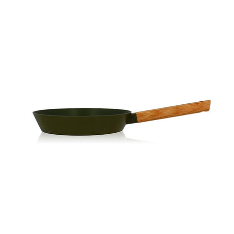 POÊLE ECTOR 24CM EN ALUMINIUM KAKI AVEC MANCHE EN BOIS – Poêle, poêlon et sauteuse – HygiRéa