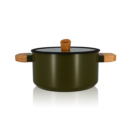 FAITOUT ECTOR 24CM EN ALUMINIUM KAKI AVEC MANCHE EN BOIS – Faitout, traiteur et marmite – HygiRéa