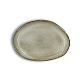 PLAT OVALE NAKURU 33CM EN GRÈS GRIS ET BEIGE – Assiette – HygiRéa
