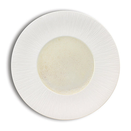 ASSIETTE PLATE URUS 31CM EN PORCELAINE BEIGE ET BLANC – Assiette – HygiRéa