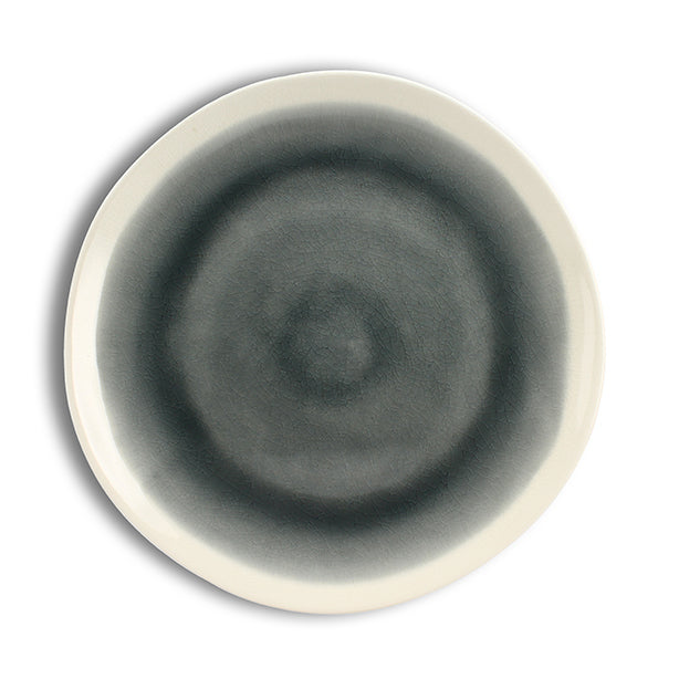 ASSIETTE PLATE CAP 27.5CM EN GRÈS BLANC ET GRIS – Assiette – HygiRéa