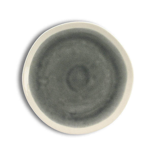 ASSIETTE À DESSERT CAP 22CM EN GRÈS BLANC ET GRIS – Assiette – HygiRéa