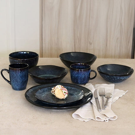 COUPELLE COSTA 19.5X4.5CM EN GRÈS BLEU – Complément table – HygiRéa