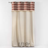 RIDEAU A OEILLETS 140 x 240 CM COTON UNI+TOP TISSE+FRANGES ATLAS TERRACOTTA