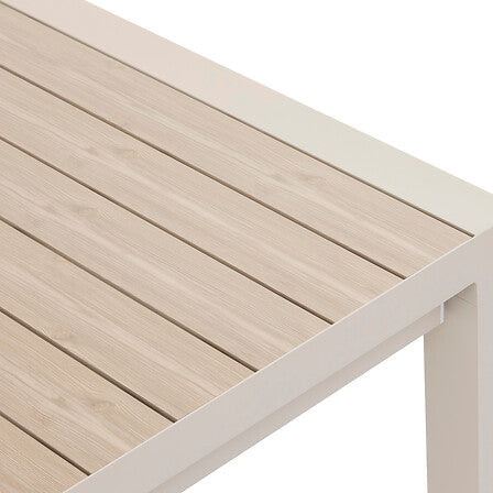 Table extensible automatique Evasion rectangle 10 places aluminium imprimé effet bois lin argile