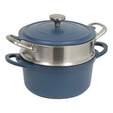 Cocotte avec panier et ustensile 24 cm fonte d'aluminium bleu
