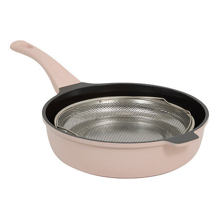 Sauteuse avec panier et ustensile 28 cm fonte d'aluminium rose
