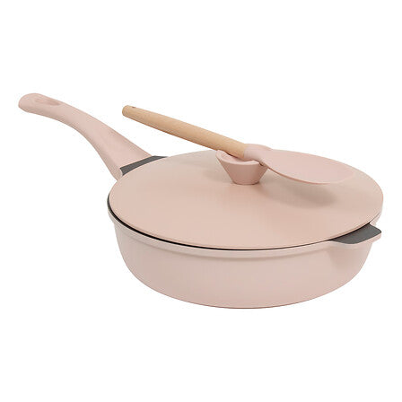 Sauteuse avec panier et ustensile 28 cm fonte d'aluminium rose