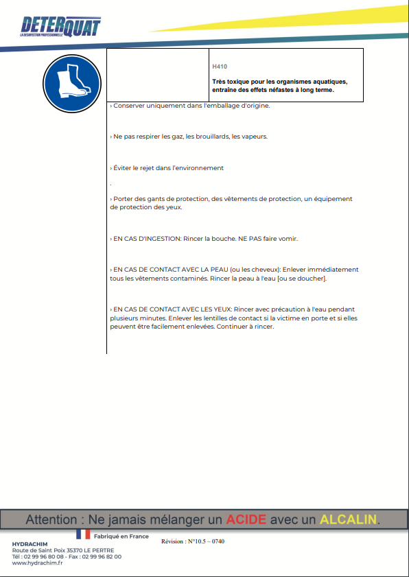 DETERQUAT AMC – Degraissant Désinfectant - concentré - chlorés - moussant – HygiRéa