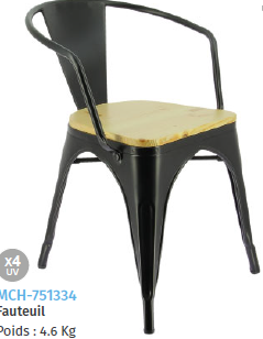 AUSTIN FAUTEUIL METAL ASSISE PIN NATUREL