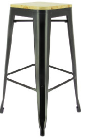AUSTIN TABOURET METAL ASSISE PIN NATUREL