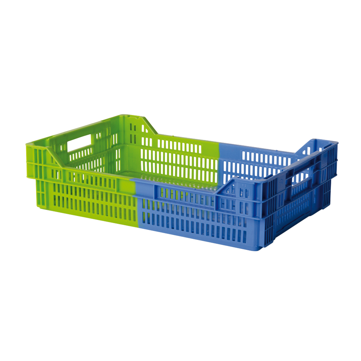 CAISSE AJOUREE 600X400 27L BLE/VRT – Caisse ajourée – HygiRéa