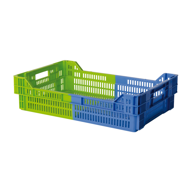 CAISSE AJOUREE 600X400 27L BLE/VRT – Caisse ajourée – HygiRéa