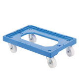 SOCLE BLEU 4 ROUES CHAPE ACIER – Socle rouleur 4 roues – HygiRéa