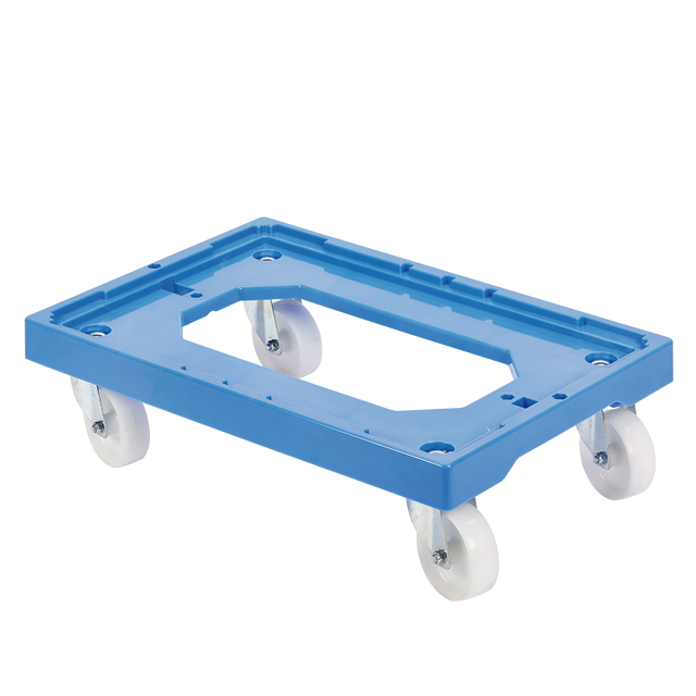 SOCLE BLEU 4 ROUES CHAPE ACIER – Socle rouleur 4 roues – HygiRéa
