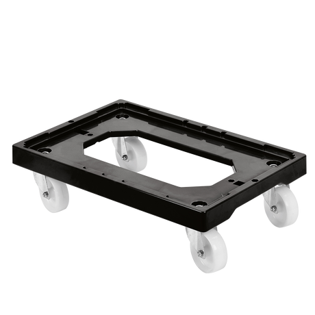 SOCLE NOIR 4 ROUES CHAPE INOX – Socle rouleur 4 roues – HygiRéa