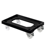 SOCLE NOIR 4 R 2 FREINS CHAPE ACIER – Socle rouleur 4 roues – HygiRéa