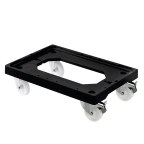 SOCLE NOIR 4 R 2 FREINS CHAPE ACIER – Socle rouleur 4 roues – HygiRéa